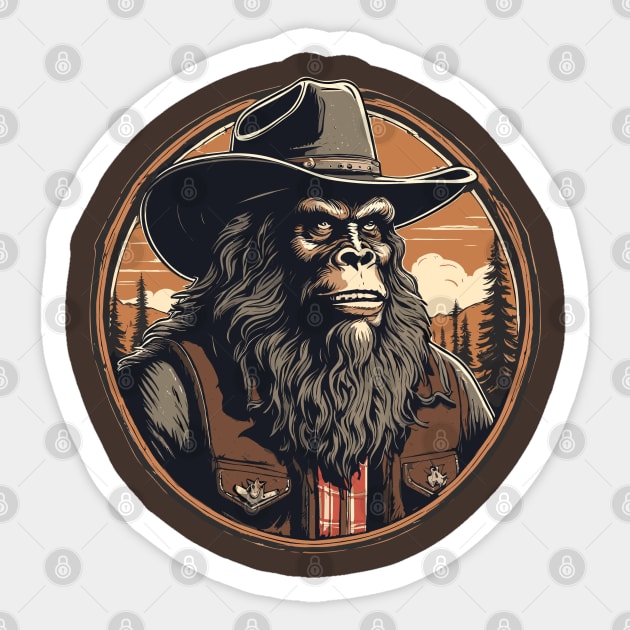 Bigfoot Cowboy Sasquatch Sticker by Ray Crimson